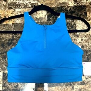 LULULEMON ENERGY HIGH-NECK LONG LINE BRA ZIP BLUE COLOR NWT